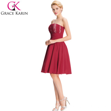 Grace Karin Mode aus Schulter kurz Chiffon rot sexy prom Kleider 2016 CL3422